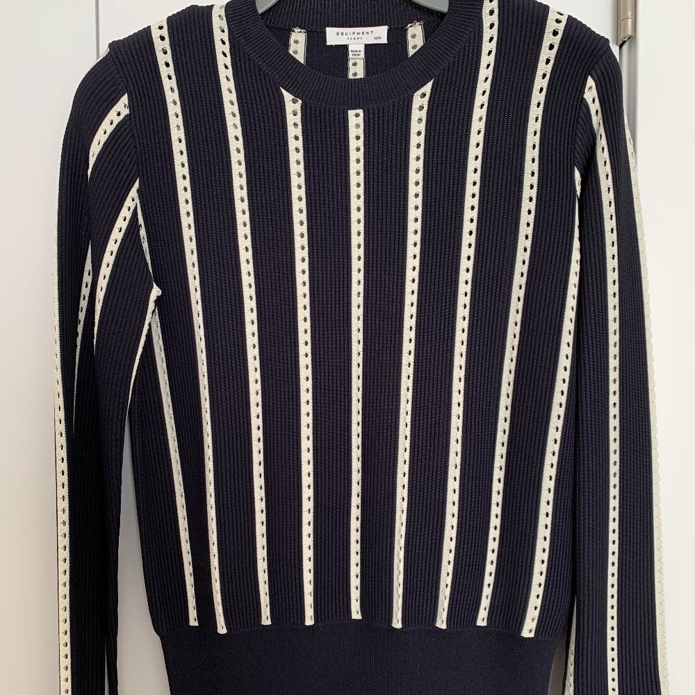 NWT Equipment Navy & Cream Striped Sweater